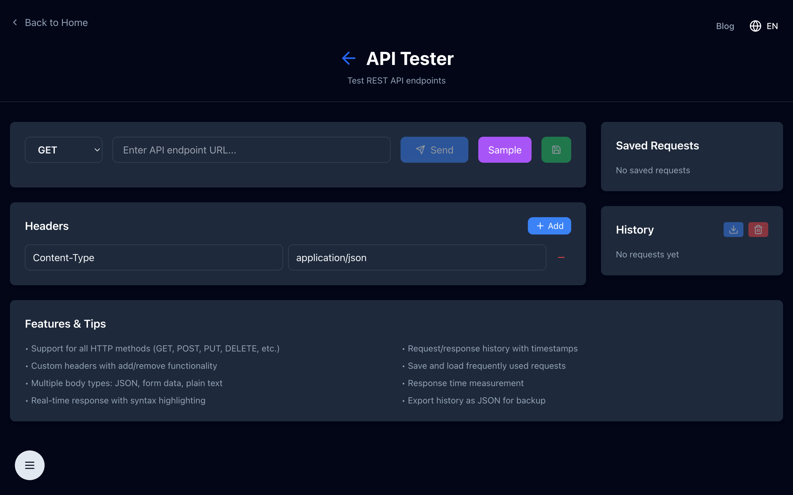 REST API Tester on TheDailyUtils