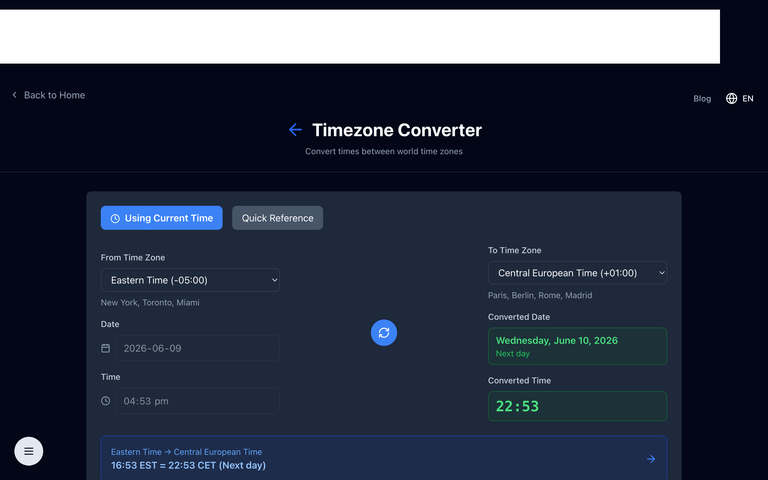 Time Zone Converter on TheDailyUtils