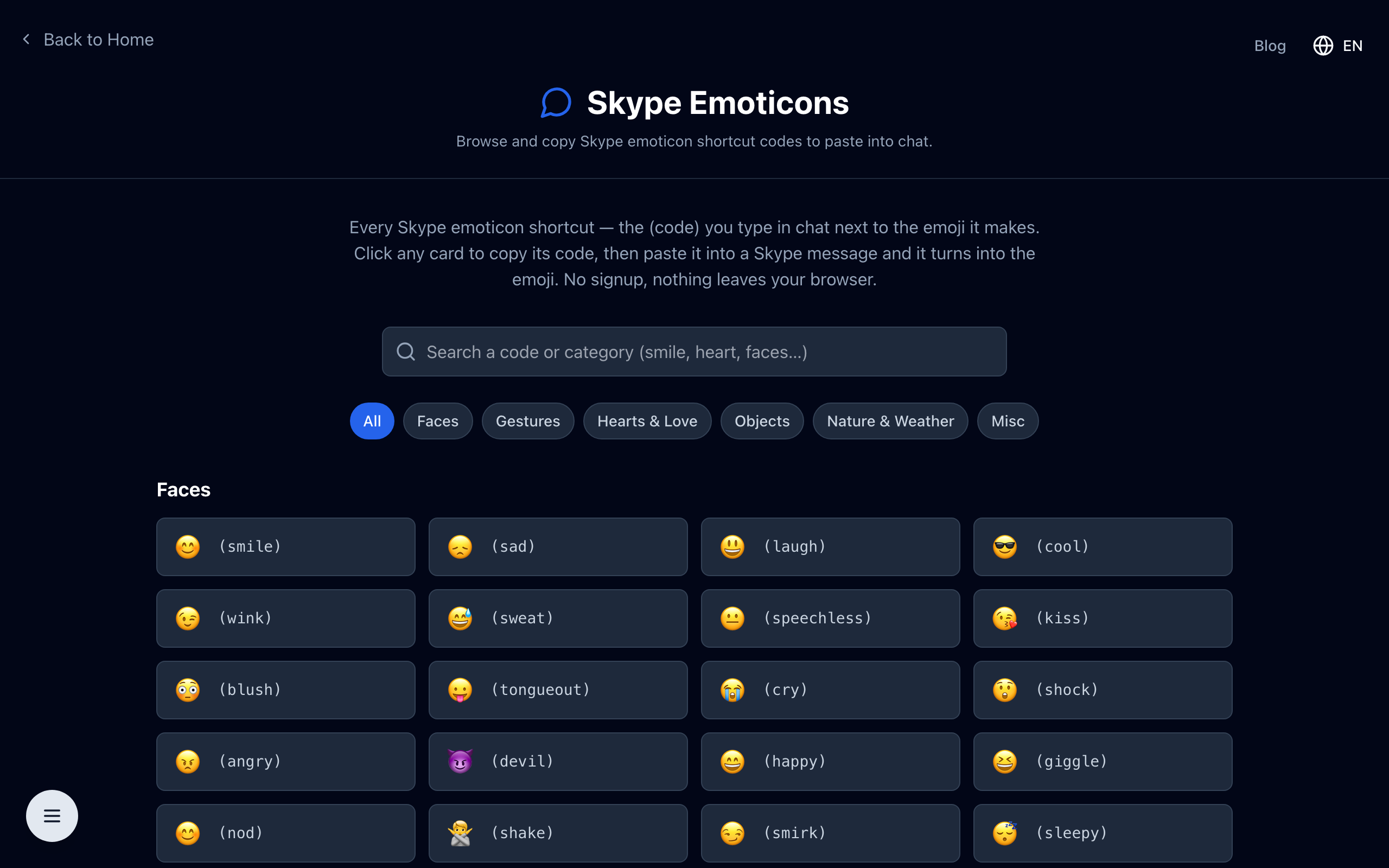 Skype Emoticons tool on TheDailyUtils